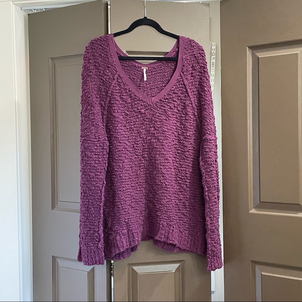 Free People Purple Chunky Knit Sweater